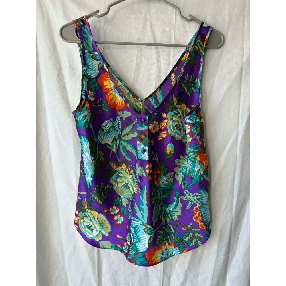 Victorias Secret Gold Label Vintage Purple with Blue Multicolor Floral Tank Top